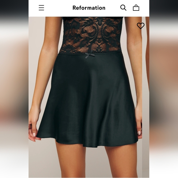 ♥️ NWT Reformation Edda Silk Skirt Black XL - Picture 3 of 10